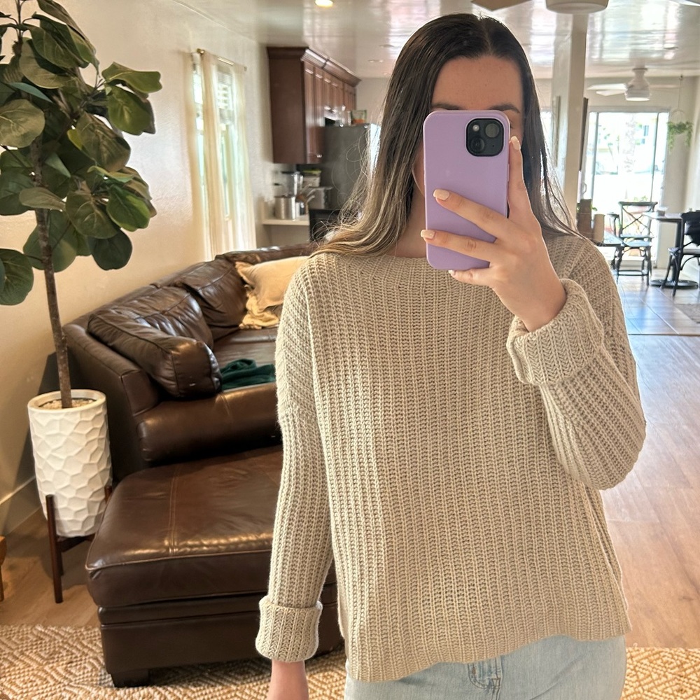 VINCE Knit Neutral Tan Yak Wool Sweater XS